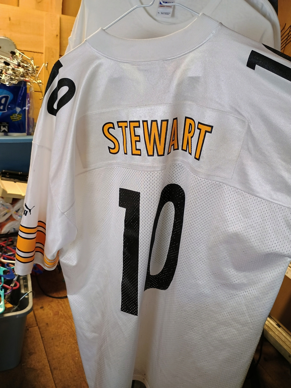 Puma White Black and Gold Stewart #10 Football Jersey Bin 32